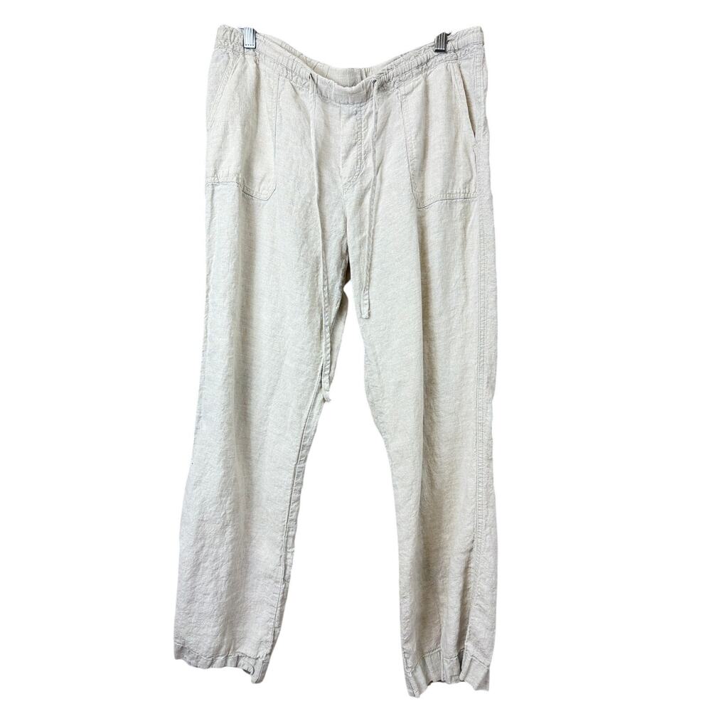 Allen Allen Beige 100% Linen Tie Waist Pocket Pants Size L